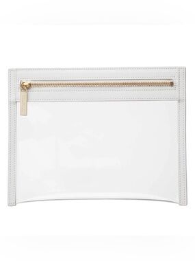 TRUFFLE | White Leather Clarity TSA Travel Clutch in Small (9.75 in x 7.5 in)